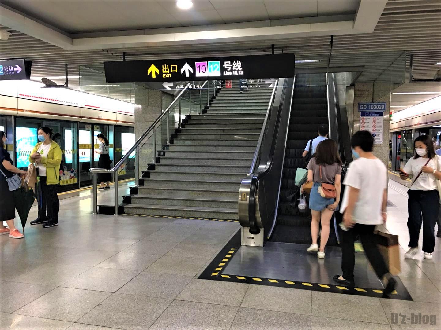 上海地下鉄　改札口へ向かうエレベーター